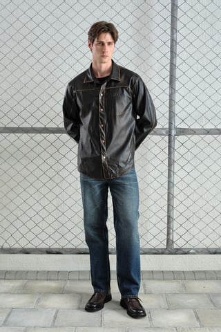 Regular Fit Faux Leather Shirt