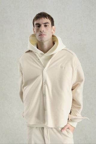 Oversized Plyschskjorta med Tryckknäppning