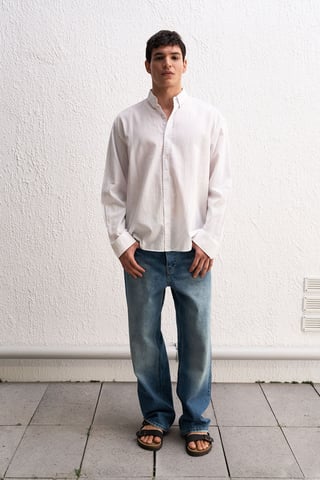 Cotton Oversized Button-Up Shirt