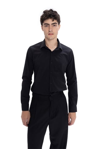 Slim Fit Poplin Skjorta med Knappar