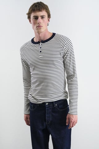 Slim Fit Randig Knäppkrage T-Shirt