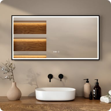 Mirlux Badkamerspiegel 120x60 rechthoekig zwart frame