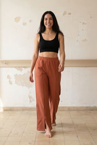 High-Waist Wide-Leg Knit Joggers
