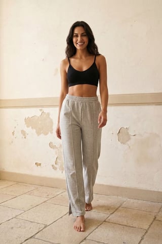 High-Waist Wide-Leg Knit Joggers