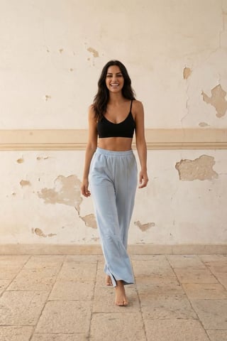 High-Waist Wide-Leg Knit Joggers