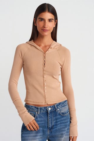 Ribbed Cotton-blend Cropped Hooded Blouse