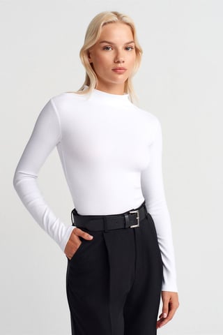 Slim Fit Long Sleeve Half Turtleneck Top