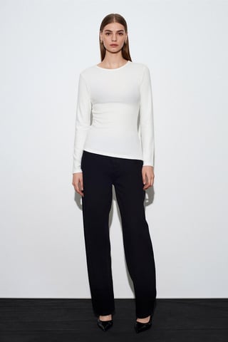 Slim Fit Long Sleeve Jersey Blouse