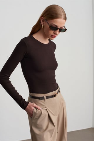 Slim Fit Crew Neck Jersey Bodysuit