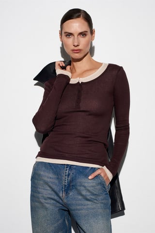 Slim Fit Cotton Button-Front Blouse