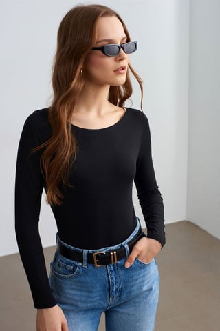 Slim Fit Boat Neck Bodysuit