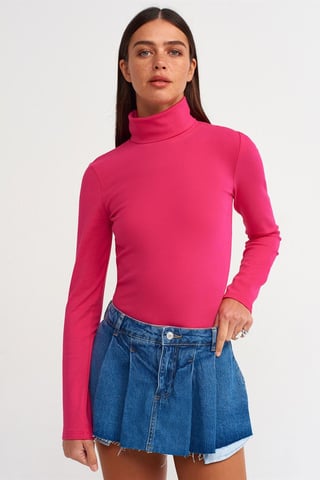 Dam Slim Fit Polokrage Jersey Blus