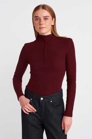 Slim Fit Ribbad Polokrageblus