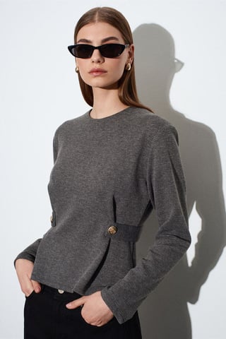 Fitted Ribbad Rundhalsblus