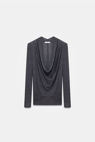 Slim-fit Wool Cowl Neck Blouse