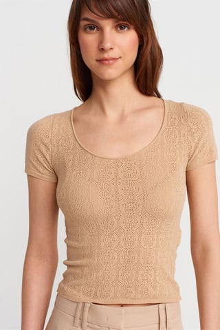 Smal passform räfflad texturerad blus