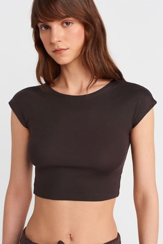 Slim Fit Crop Jersey Blouse