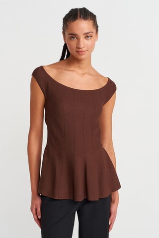 Fitted Ribbed Peplum Blouse
