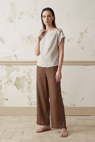 Bomullspoplin Båtkrage Blus med Slips