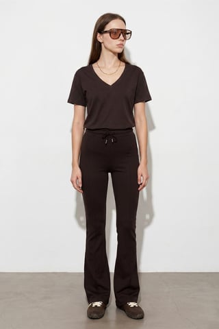Cotton Tencel V-Neck Short-Sleeve Blouse