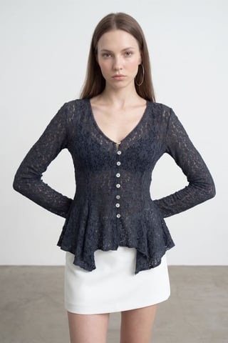 Lace V-Neck Button Cardigan