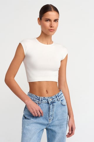 Slim Fit Crop Jersey Blouse