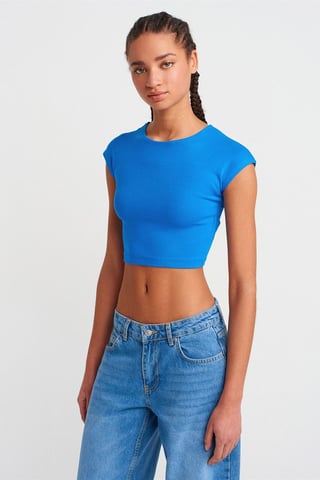 Slim Fit Crop Jersey Blouse