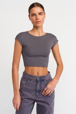 Slim Fit Crop Jersey Blouse
