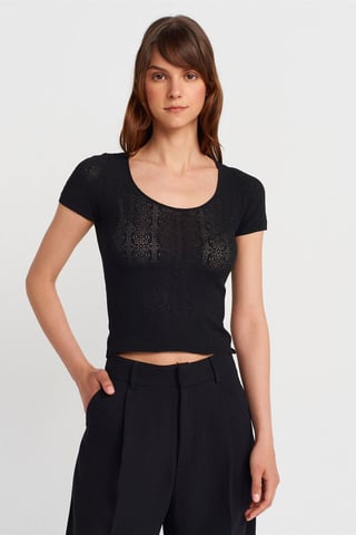 Slim Fit Ribbad Texturerad Blus