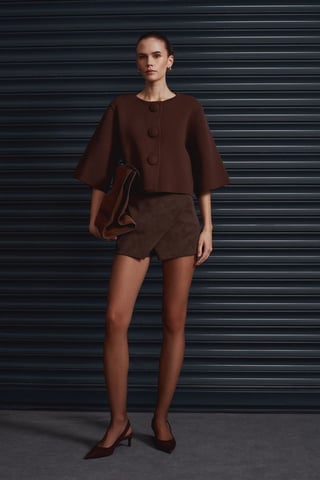 Crop Jacquard Button Cardigan