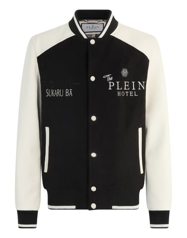 Wool & Leather Varsity Bomber Jacket Dragons