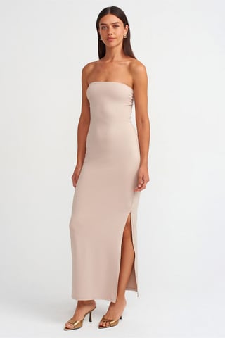 Halterless Bodycon Maxi Klänning Med Slits