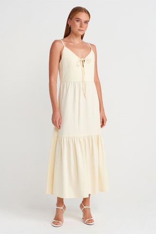 Sleeveless A-line Maxi Dress With Tie Front