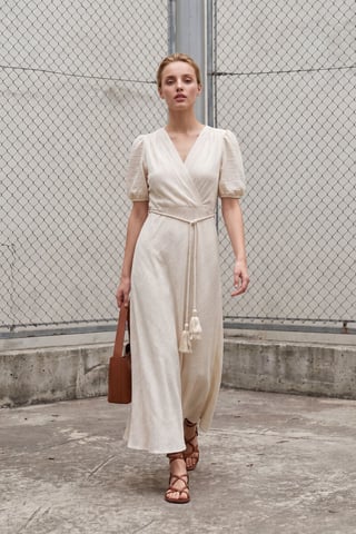 Belted V-Neck Maxi Wrap Dress