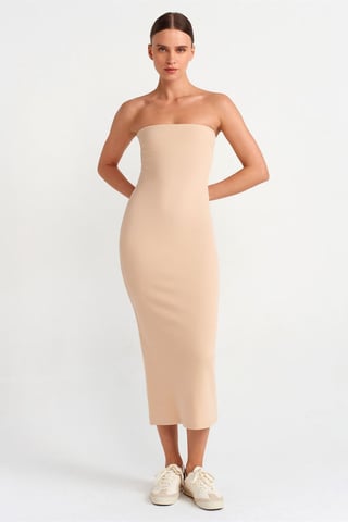 Strapless Bodycon Midi Dress