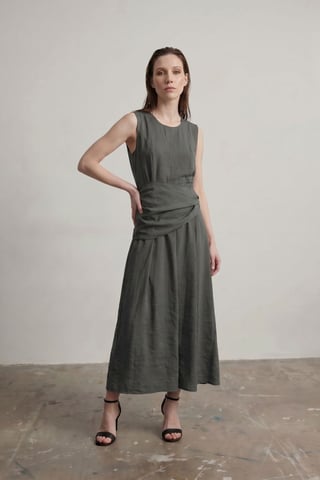 Sleeveless A-Line Midi Dress