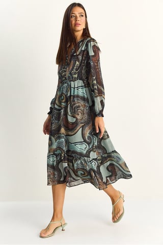 Paisley V-Neck Midi Dress