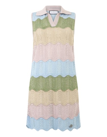 Polo Neck Mini Dress Color Wave