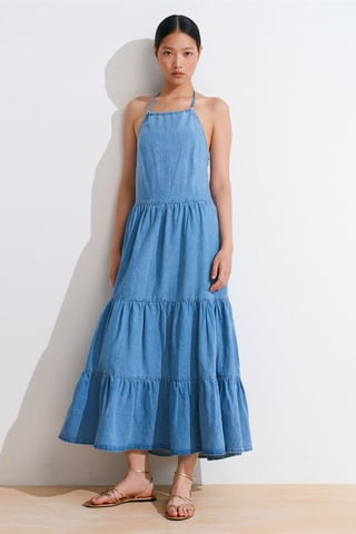 Women's Cotton Denim Midi Dress