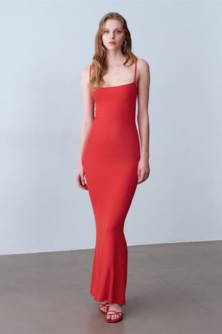 Ribbad Bodycon Maxiklänning