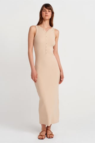 Ribbed Cotton Blend Sleeveless Maxi Dress