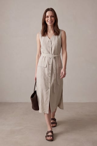 Women's Cotton Poplin Midi Shirt Dress