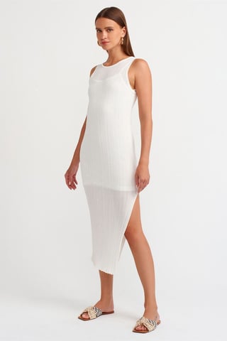 Ribbad ärmlös bodycon midiklänning