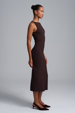 Sleeveless Midi Bodycon Dress With Slit