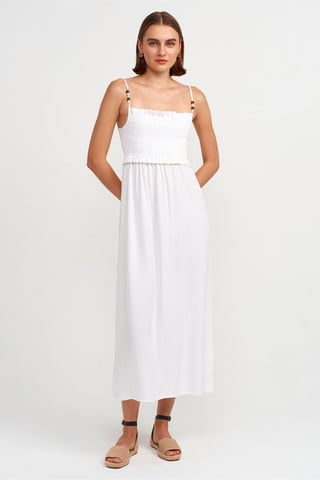 Sleeveless A-line Midi Dress With Square Neck