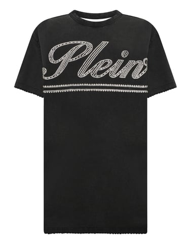 Open Back T-Shirt Dress Strass Signature