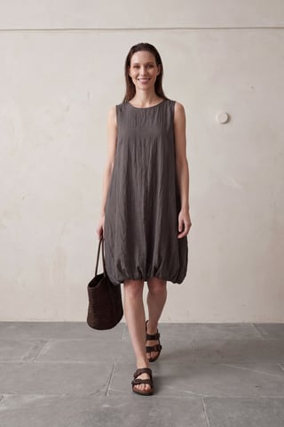Loose Mini Dress in Textured Lyocell