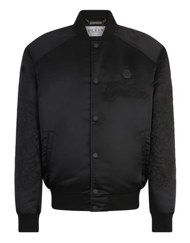 Satin Bomber Jacket Skull Dragons Dragons