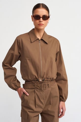 Damernas bomullspoplin zip-jacka