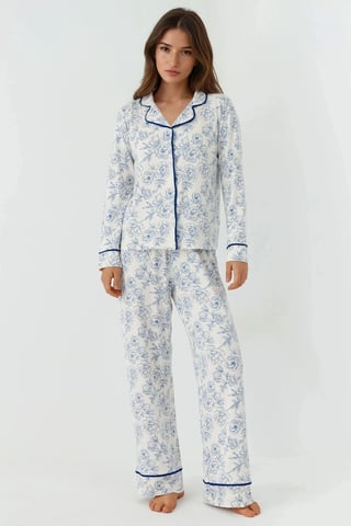Blommönster Långärmad Loungewear Pyjamas Set